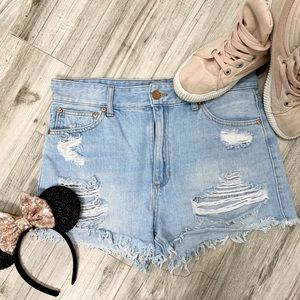 JBD High Rise Distressed Denim Shorts